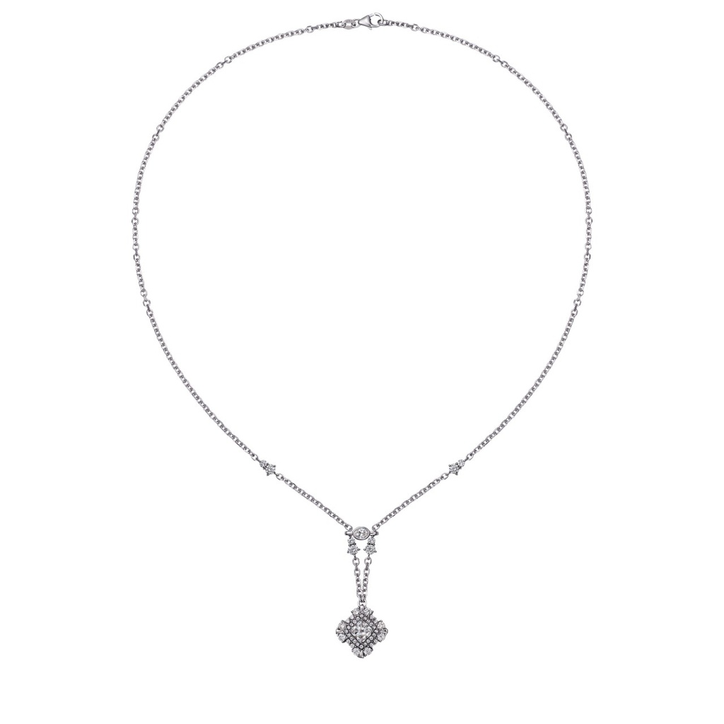 GIA 公主方形花式鑽石0.99克拉項鍊