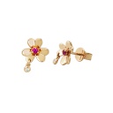 Floral Love系列 粉紅藍寶石鑽石耳飾